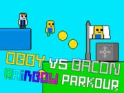 Spel Obby teenoor Bacon Reënboog Parkour aanlyn
