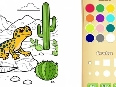 Spel Woestyndiere kleurboek vir kinders aanlyn
