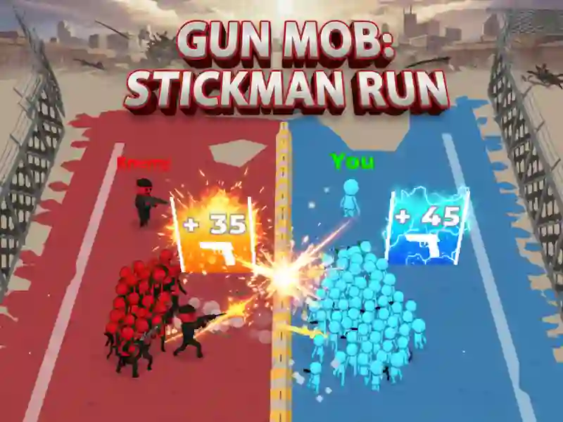 Spel Gun Mob: Stickman Run aanlyn