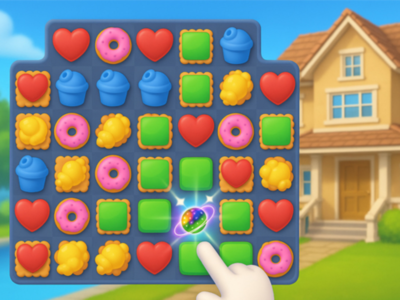 Spel Tuisontwerp Match 3 aanlyn