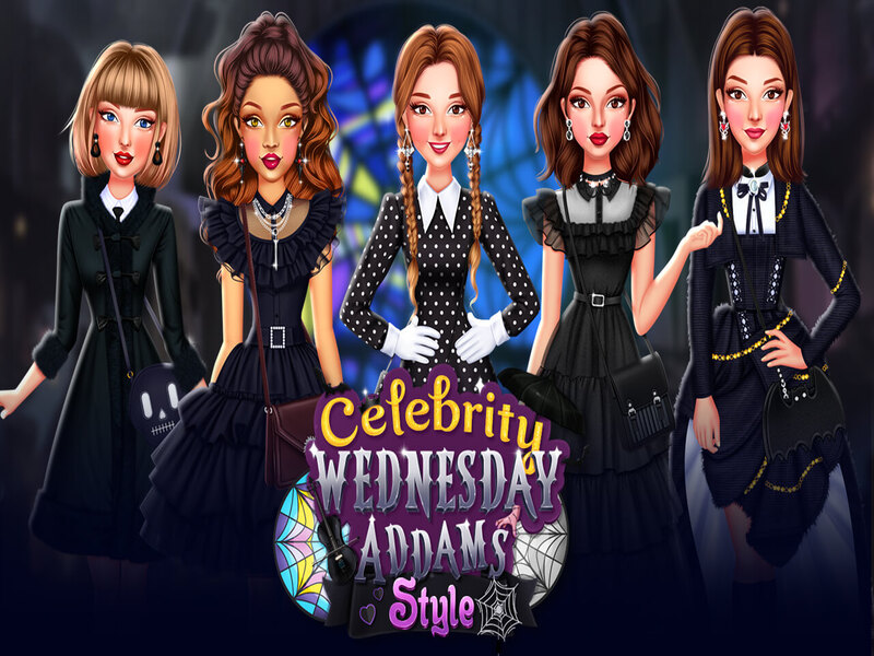 Spel Celebrity Wednesday Addams-styl aanlyn