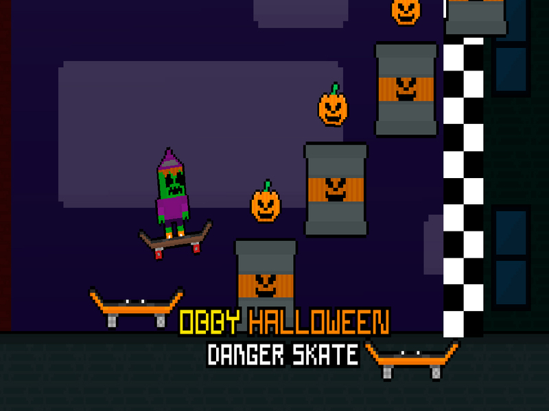 Spel Obby Halloween Danger Skate aanlyn