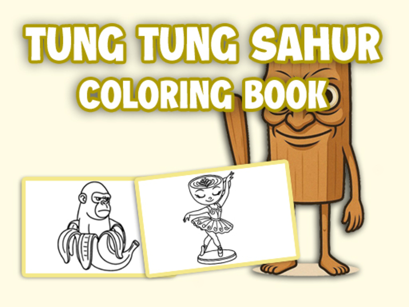Spel Tung Tung Sahur kleurboek aanlyn