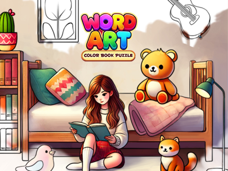 Spel Woordkuns: kleurboek Puzzle aanlyn
